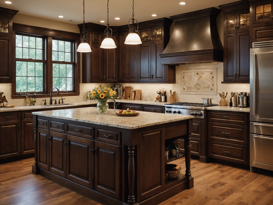 "Painting Pros team refinishing kitchen cabinets in Sioux City, Iowa, featuring a cost breakdown and estimated price range chart."